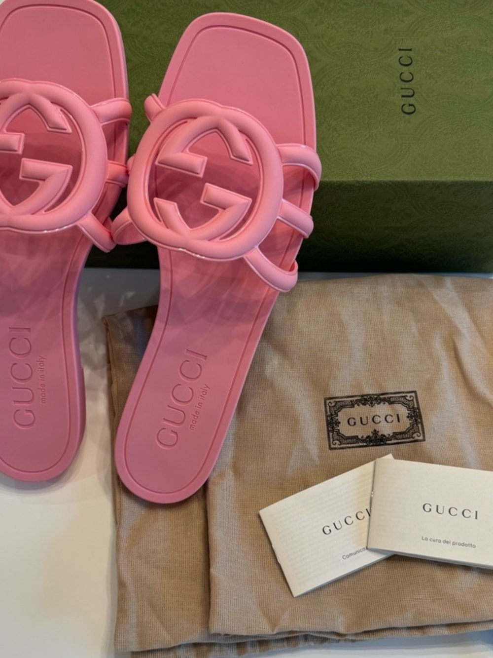 Gucci Women’s Rubber Interlocking Slide Sandal